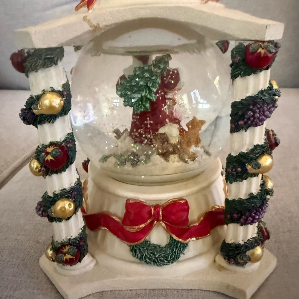 Christopher Radko Holiday Snow Globe with Red and Gold Details